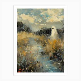 Abstract Halloween Cute Ghosts Art Print