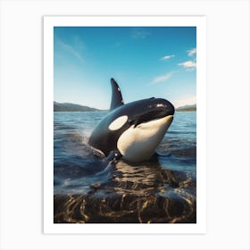 Realistic Photography Of Orca Whale Coming Out Of Ocean 4 Art Print