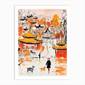 Beijing, Dreamy Storybook Illustration 1 Art Print