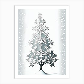 Snowfalkes By Christmas Tree, Snowflakes, Marker Art 1 Art Print