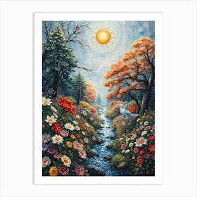 Sun And Flowers Art Print