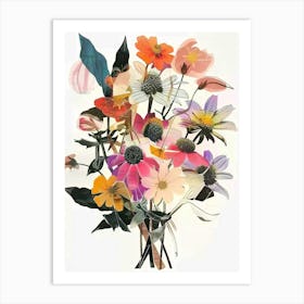 Coneflower 1 Collage Flower Bouquet Art Print