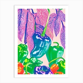 Habanero Pepper Risograph Retro Poster vegetable Art Print