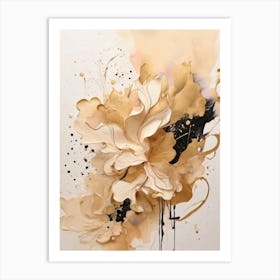 Gold And Black Abstract Painting 1 Art Print