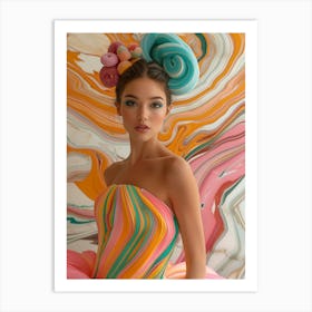 Girl In A Colorful Dress 1 Art Print