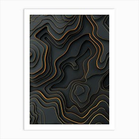 Black And Gold 3d Background Art Print