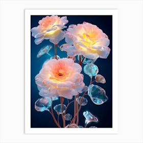 Three Roses In A Vase Art Print