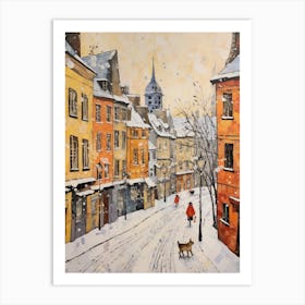 Cat In The Streets Of Krakow   Poland With Snow Art Print