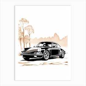 Porche 911 Line Drawing 1 Art Print