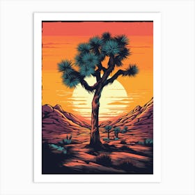 Typical Joshua Tree In Retro Illustration (2) Art Print