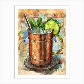 Moscow Mule Watercolour Illustration 2 Art Print