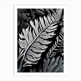 Pine Needle Leaf Linocut 2 Art Print
