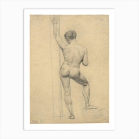 Male Academy Nude, Back View, Gustav Klimt Art Print