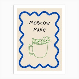 Moscow Mule Doodle Poster Blue & Green Art Print