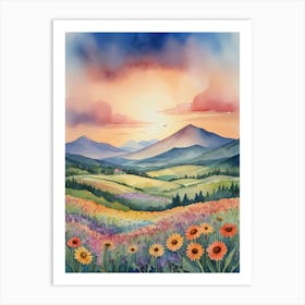 Watercolor Landscape Painting 1 Art Print