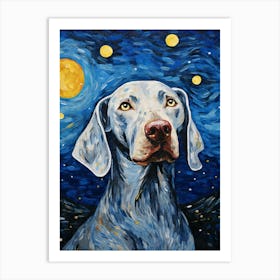 Weimaraner Starry Night Dog Portrait Art Print