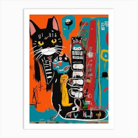 Cat On A Telephone Art Print