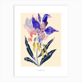 Colourful Flower Illustration Poster Aconitum 1 Art Print