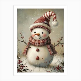 Winter Snowman Nursery Painting Art Print