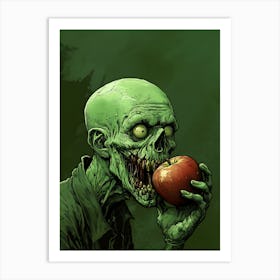 Scary Zombie Eating An Apple 7 Art Print