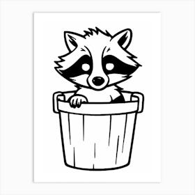 A Minimalist Line Art Piece Of A Bahamian Raccoon 1 Art Print