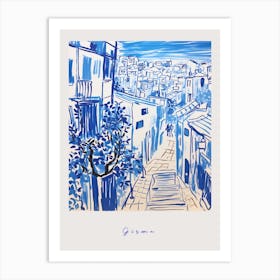 Girona Spain 2 Mediterranean Blue Drawing Poster Art Print