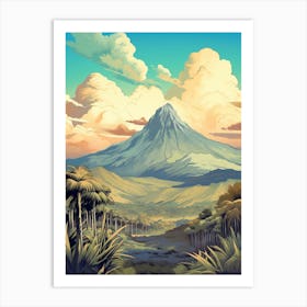 Mount Kinabalu Malaysia Vintage Travel Illustration Art Print