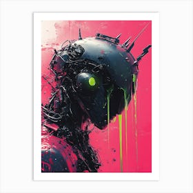 Robot With A Green Face Art Print