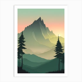 Misty Mountains Vertical Composition In Green Tone 53 Art Print