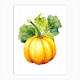 Acorn Squash Pumpkin Watercolour Illustration 2 Art Print