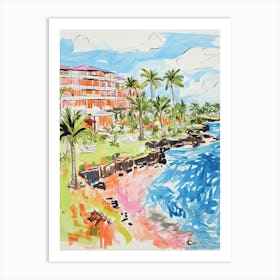 The Ritz Carlton, Kapalua   Maui, Hawaii   Resort Storybook Illustration 1 Art Print