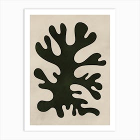 Minimal Black Coral Shape Study Art Print