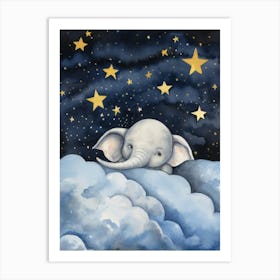 Baby Elephant 5 Sleeping In The Clouds Art Print