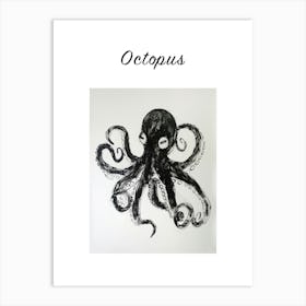 B&W Octopus Poster Art Print