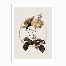 Gold Ring Damask Rose Glitter Botanical Illustration n.0170 Art Print