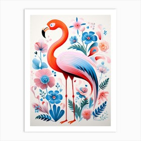 Scandinavian Bird Illustration Greater Flamingo 1 Art Print