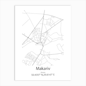 Makariv,Ukraine Minimalist Map Art Print