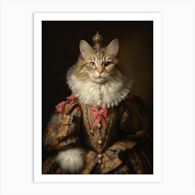 Tudor Style Cat In Medieval Dress 1 Art Print