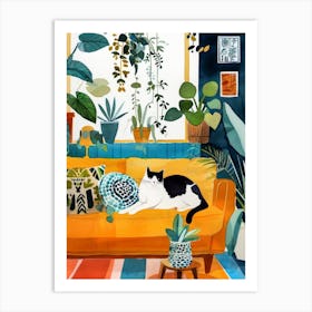 Cat On The Couch animal Cat's life Art Print