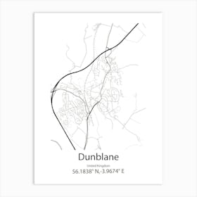 Dunblane,United Kingdom Minimalist Map Art Print