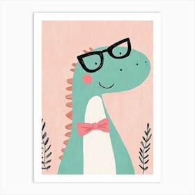 Dinosaur With Glasses Art Print