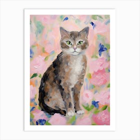 A Scottish Fold Blue Cat Painting, Impressionist Painting 6 Art Print