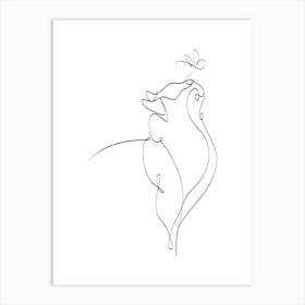 Cat One line drawing Art Print