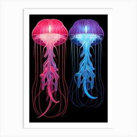 Sea Nettle Jellyfish Neon 7 Art Print