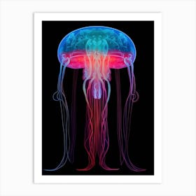 Moon Jellyfish Neon Illustration 7 Art Print