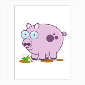 Cute Pig In The Mud Art Print