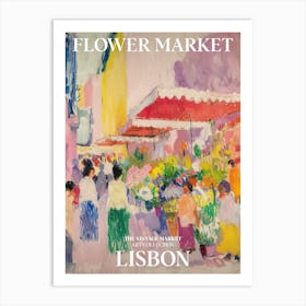 Vintage Flower Market Painting Lisbon Art Print