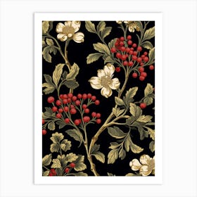 Winterberry 2 William Morris Style Winter Florals Art Print