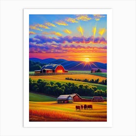 Sunset At The Farm Art Print