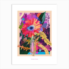 Gerbera Daisy 1 Neon Flower Collage Poster Art Print